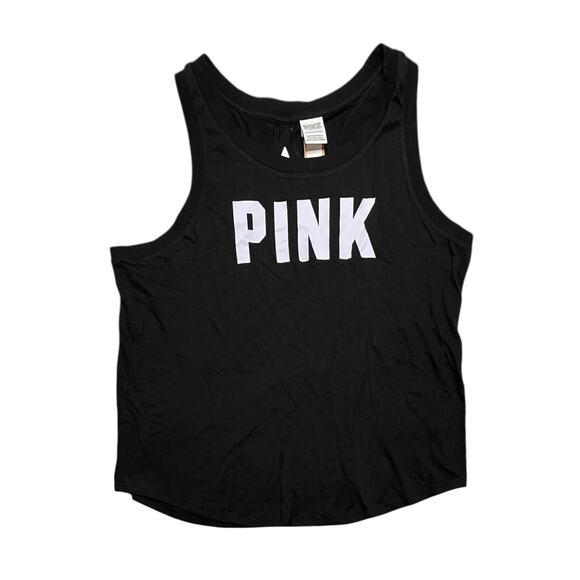 Victoria's Secret PINK Everyday Split Back Racerback Tank Black White Size XL - Picture 1 of 3